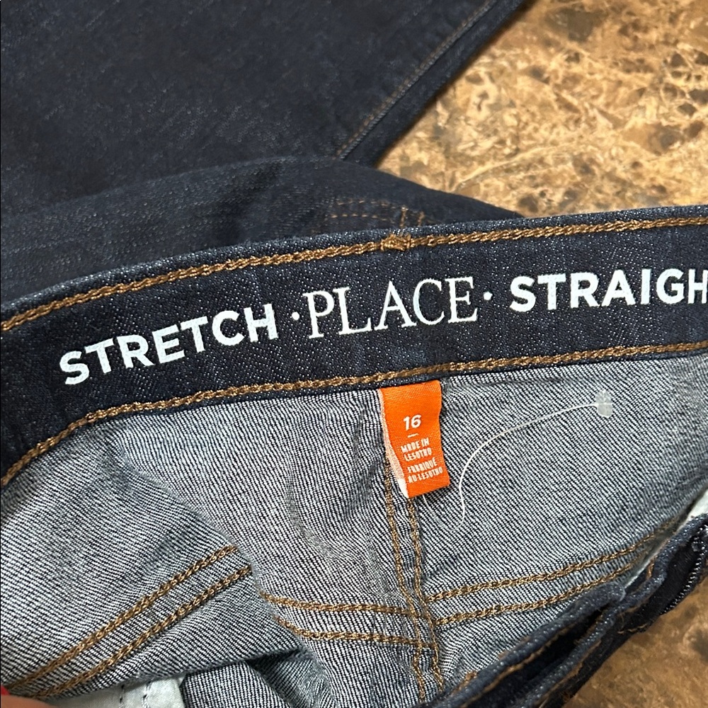 The children’s place dark blue stretch, straight denim jeans, boys (16) - Picture 2 of 4